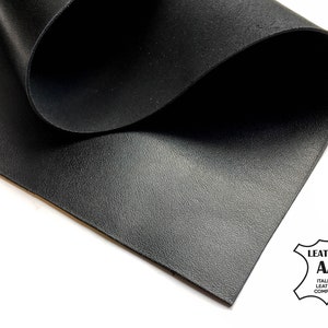 Fogli di pelle di mucca nera 6x6 / 8x10 / 12x12 / 12x18 / 18x24 per artigianato // Scarti di vera pelle di vitello 679 // Pezzi spessi di grana superiore 3oz/1,2 mm