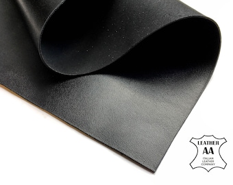 Black COW Sheets 6x6 / 8x10 / 12x12 / 12x18 / 18x24 For Crafts // Genuine Calf Leather Scrap // Thick Top Grain Pieces 3oz/1.2mm