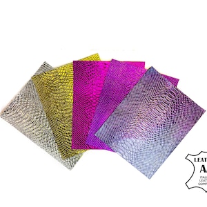 Royal Viola Mix Lederlaken mit Schlangenprägung // 20,3 x 25 cm Lederstücke // Strukturiertes Lammleder // Echt Leder // zum Basteln