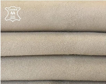 GRIJS suède The Size of A Hide 3 sqft schapenleer GREY FOG 887, 3oz echt leermateriaal om te naaien Lichtgrijs suède 1,2 mm