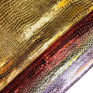 Shiny Metallic Reptile Print Leather// Embossed Colorful Print Hides //Choose Your Type and Color //CHRISTMAS ANIMAL MIX 1281 2.5oz