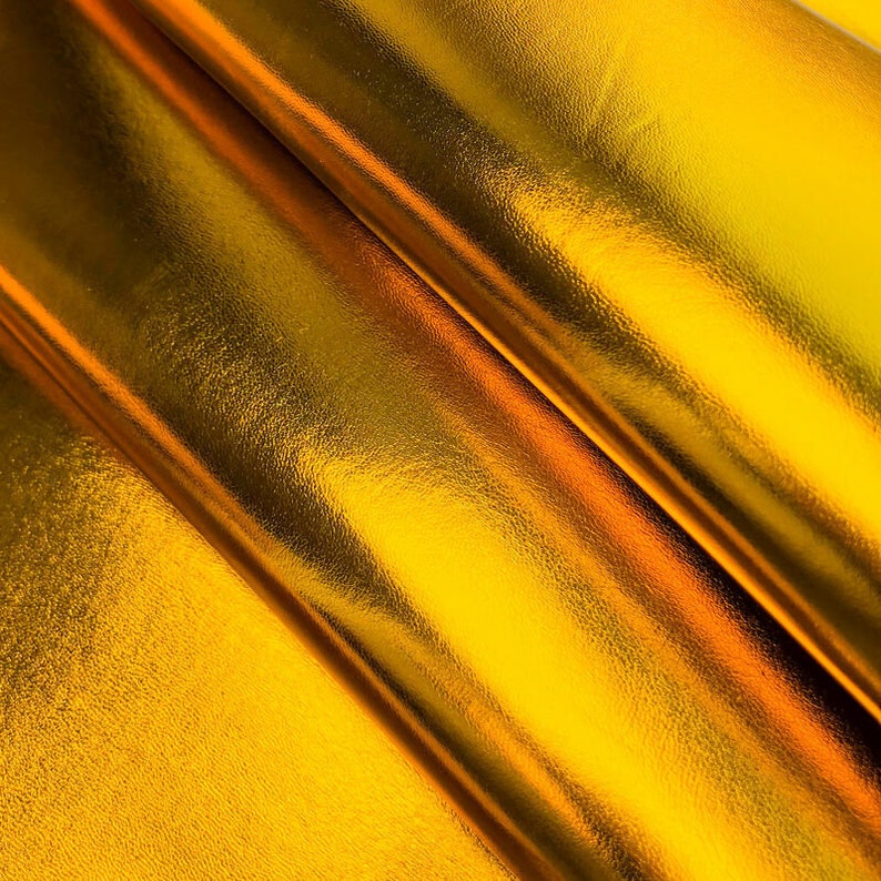 Yellow Metallic Leather Hides // Genuine Leather With Mirror Effect // Bright Shiny Crafting Leather // Yellow Gold 959 0.8mm / 2oz image 2