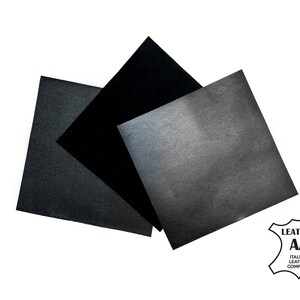 3 pezzi di vera pelle nera // * 5x5 pollici * // 2 ritagli di pelle lucida, 1 pezzo di pelle scamosciata // Forniture per orecchini // Gioielli fai da te //
