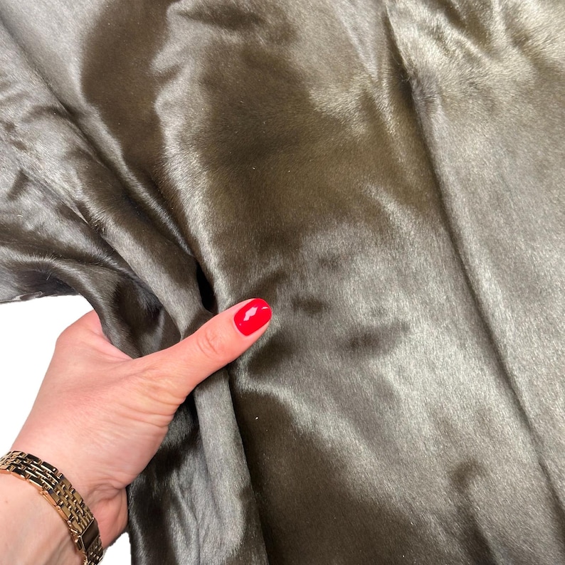 Dark Khaki Pony Hair Real Leather Hide 4, 5, 6 sqft Hair-On Leather 0.7-0.8mm (1.75-2oz) image 6