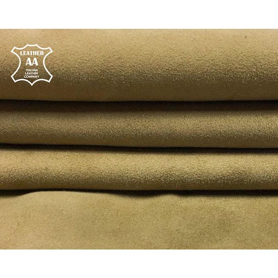 BEIGE Green Suede Leather// Genuine Sheep sheets for sewing //Velour leather hides //Natural Leather material //LARK 702, 0.6 mm/1.5 oz