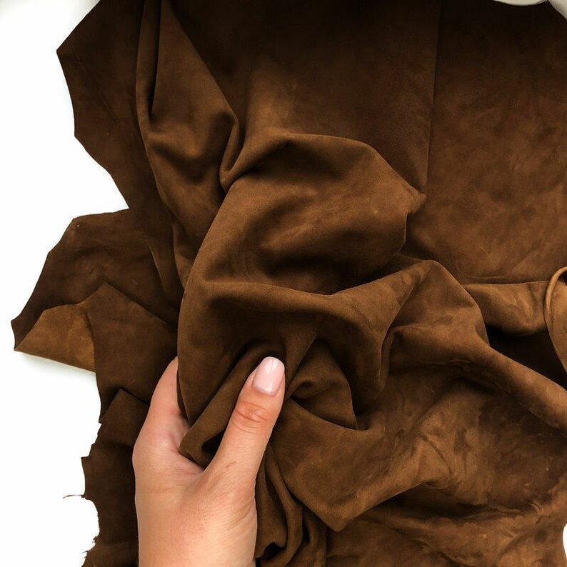 Dark Brown Suede Material // Soft Velour Fabric // Genuine Etsy
