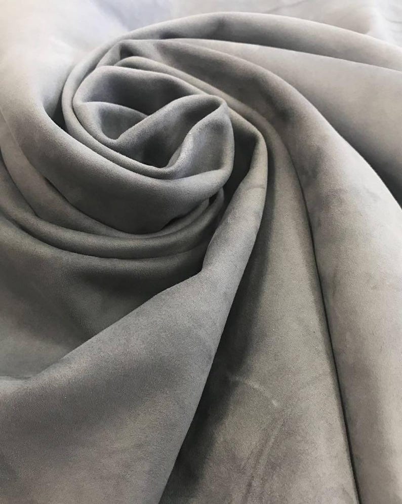 GRAY genuine suede Italian Lambskin suede natural sheep suede light gray genuine leather fabric for crafts, lining TRADEWINDS 278 0.6mm image 8