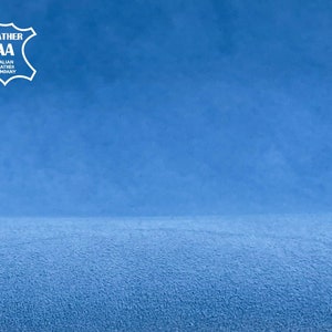 BLUE suede Genuine leather pieces// Sheep skin sheets for sewing //Real animal skin hide //Blue velour material //SKYDIVER, 638, 1.0 mm