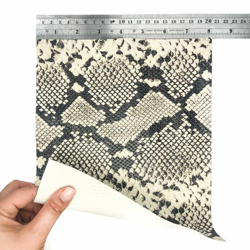 Genuine Lambskin Leather Pieces size Snake Print Snake Textured Scra Sheet 
