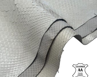 White Python Leather Scraps 80g (2.8oz) Real Snake Skin Pieces, Thin Exotic Leather 0.3-0.6 mm (0.75-1.5 oz)