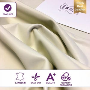 Cream WHITE Leather Fabric 5 - 7 sqft Sheepskin Off White Leather Milk White Leather Pieces 0.7 mm // 1.5 oz CANNOLI CREAM 776 image 2