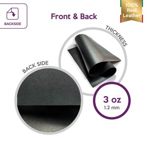 Black COW Sheets 6x6 / 8x10 / 12x12 / 12x18 / 18x24 For Crafts // Genuine Calf Leather Scrap 679 // Thick Top Grain Pieces 3oz/1.2mm image 3