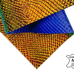 Dunkel Holografische Metallic Leder Blätter 6x6 / 8x10 / 12x12 / 12x18 / 18x24 mit Schlangenprägung // DARK HOLO SNAKE, 1378, 0.6 - 0.9 mm