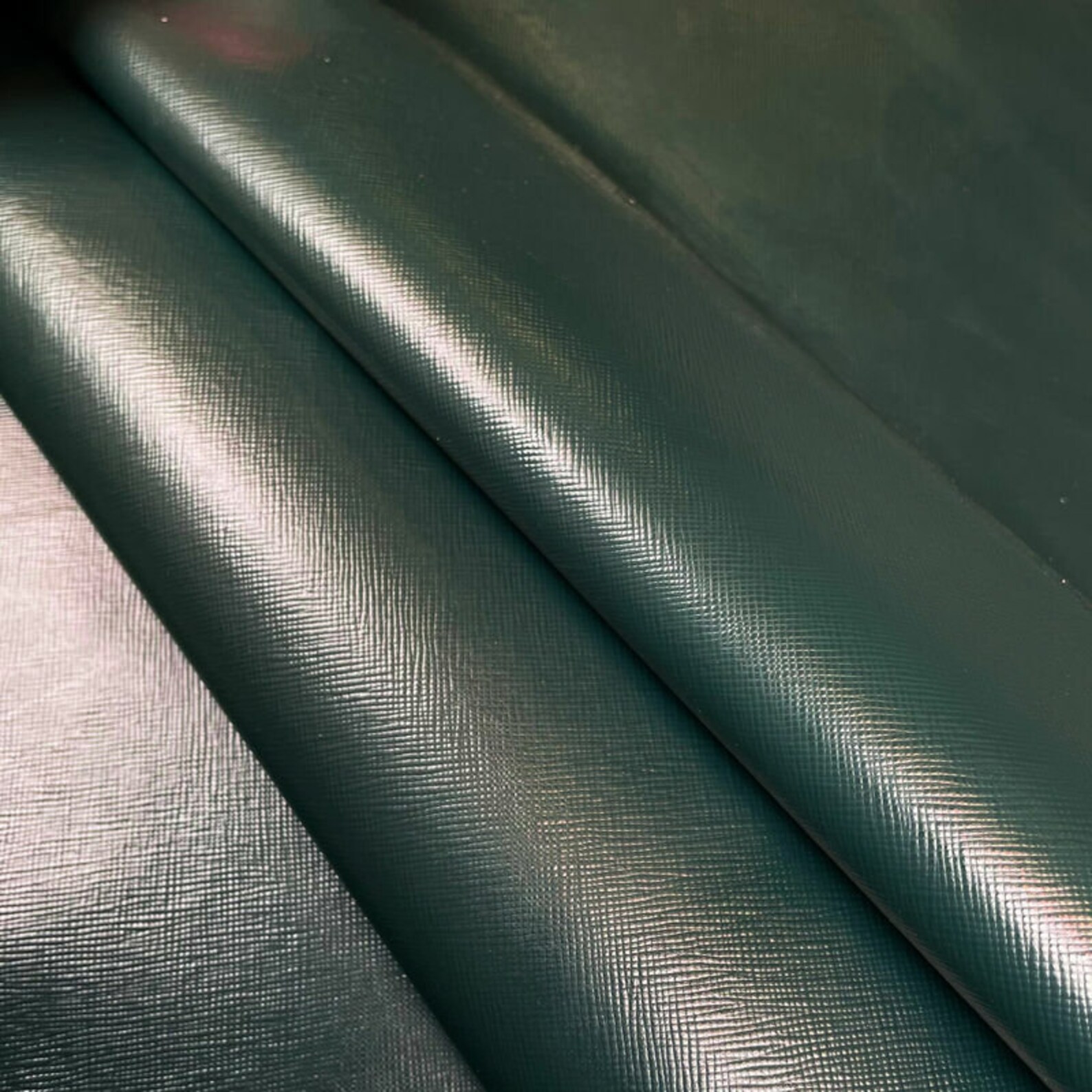 Dark Green Leather Fabric // Saffiano // Real Animal Leather Etsy