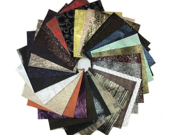 SURPRISE pre cut sheet leather set 5x5 inch COLORFUL leather sheets 6/12 pieces one of a kind Genuine leather sheets Sheep skin for earrings