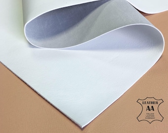 Folha de couro branco macio, couro genuíno branco neve, 6x6 / 8x10 / 12x12 / 12x18 / 18x24 polegadas, 2,25 oz/0,9 mm, peças naturais 657 branco puro