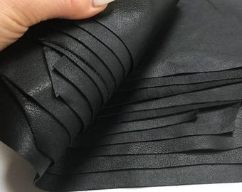 BLACK STRETCH leather mix Genuine leather off cuts Elastic leather DIY remnants Black leather pieces for handcrafting Stretch scrap packs
