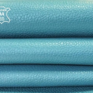 Turquoise Blue Pebbled Leather //Textured Light Blue Leather //Real sheep skin //Genuine Leather Material //MAUI BLUE 867 2.5oz/1.0mm