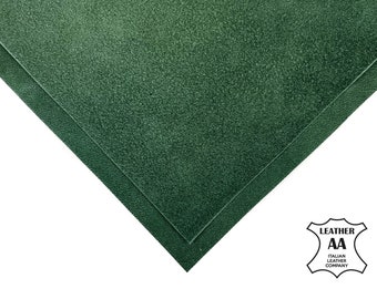 Dark Green Suede Leather Sheets 6x6 / 8x10 / 12x12 / 12x18 / 18x24 // Soft Pieces // Velour Material For Sewing // Myrtle 1169, 0.8mm/ 2 oz