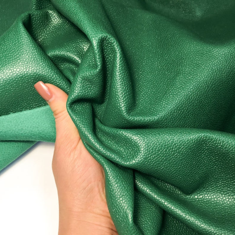 GREEN Sheep Leather Fabric Textured Lambskin Leather Hides Etsy