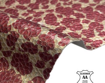 Metallic Reptile Print Lambskin Leather 3, 4, 5 sqft Pieces Glossy Finish Soft Italian Lambskin 0.8mm (2oz) Reptile 1695