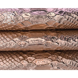 Serpent en or rose//Impression en cuir véritable/Peau de mouton véritable métallisée//SERPENT EN OR ROSE, 896, 0,7 mm