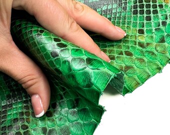 誕生日プレゼント Bright Green Genuine Pythons Leather Full Skins 75cm // 2.6 靴