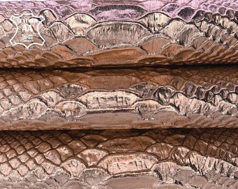 Rose Gold Snake// Genuine Leather Hide Print //Real Metallic Sheepskin //ROSE GOLD SNAKE, 896, 0.7 mm
