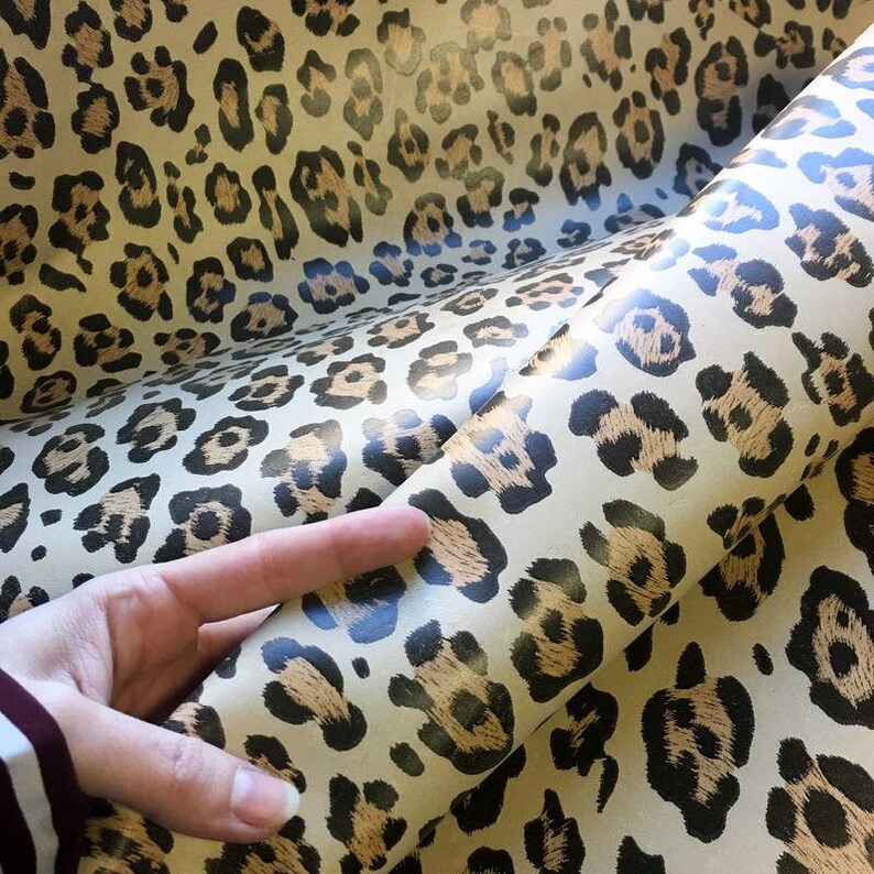 Jaguar Print Genuine Sheep Leather Hides Leopard Animal Skin for crafting, Natural fabric material JAGUAR, 732 2.5 oz image 2