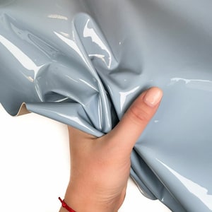 Sky Blue Patent Leather Hides // Real Animal Lacquer Leather // Bright Polished Lambskin Fabric //Baby Blue Patent Sky, 1099, 0.9mm/2.25oz