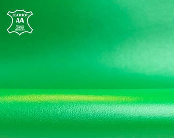 Lettuce Green Lambskin Leather // 5 - 7 sqft // Thin Genuine Leather For DIY // Bright Soft Pieces // 0.7mm/1.75oz Jelly Green 1416