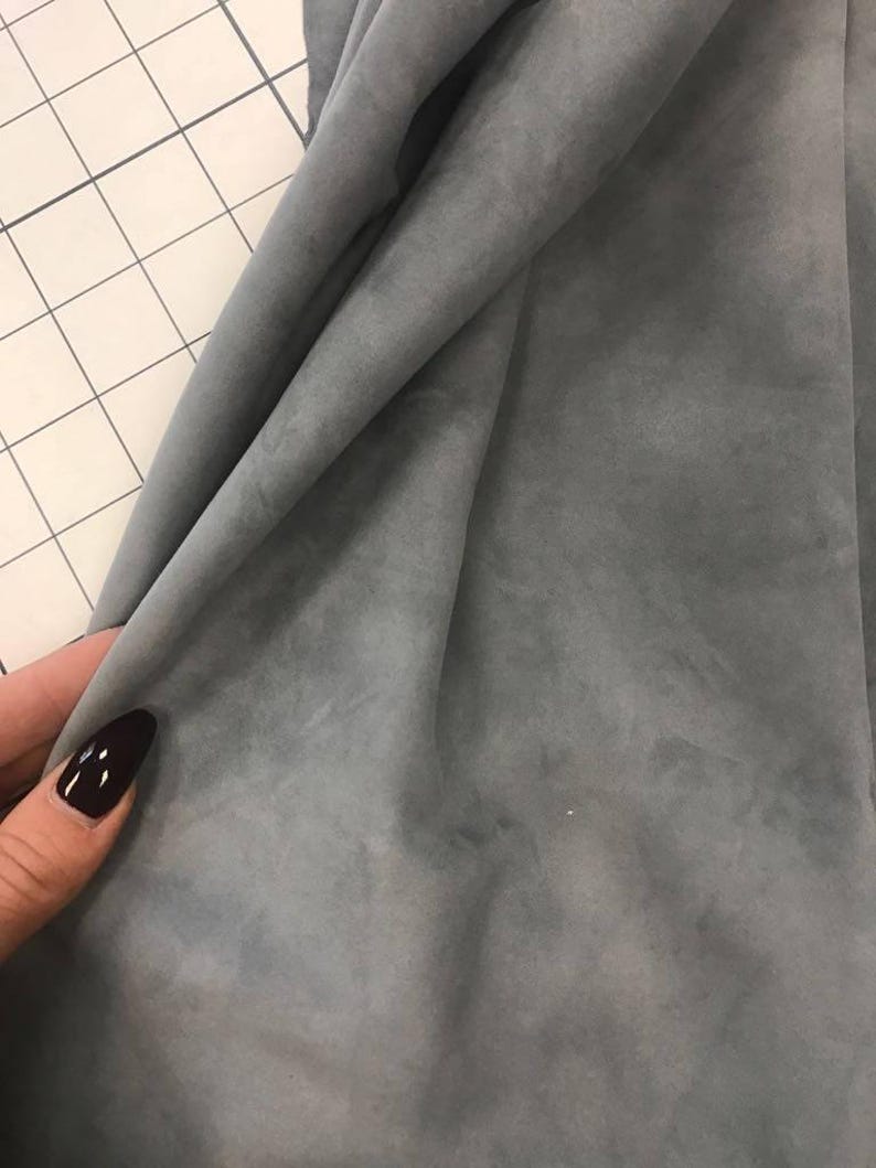 GRAY genuine suede Italian Lambskin suede natural sheep suede light gray genuine leather fabric for crafts, lining TRADEWINDS 278 0.6mm image 3