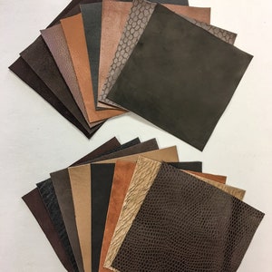 BROWN SHADES Leather Scraps Real Leather Pre Cut Sheet Set 5x5 Inch ...