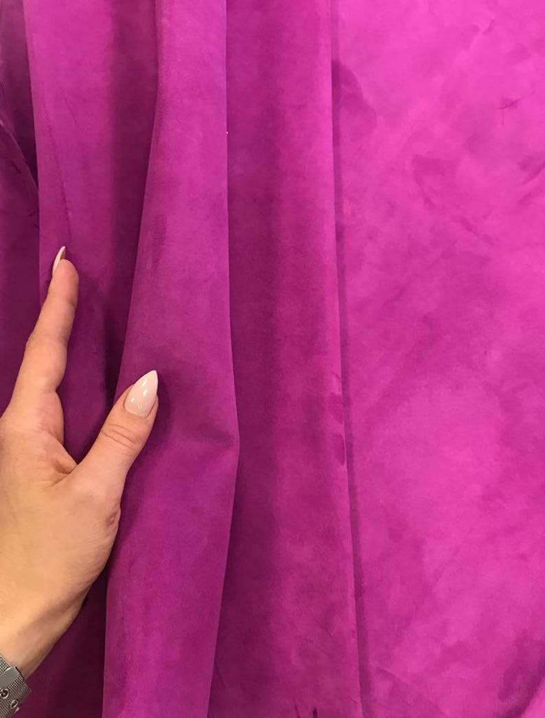 PINK Suede fabric Genuine sheep skin sheets for sewing VIVID VIOLA 2oz Purple Suede material for crafting Purple Leather Soft Leather pieces