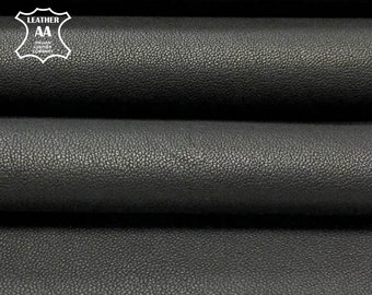 BLACK leather material Lambskin leather Sheepskin sheets BLACK NIGHT 521, 2.25oz Genuine leather sheets Black matte leather fabric 0.9 mm