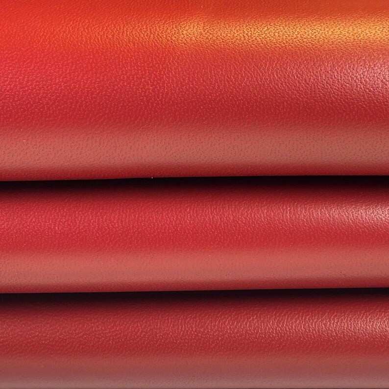 Dark RED Leather Material Pieces Genuine Sheepskin Hides 3 - 5 sqft // 0.28 - 0.5 m2 Thick Italian Leather 0.9mm/2.25oz RED PEAR 223 image 2