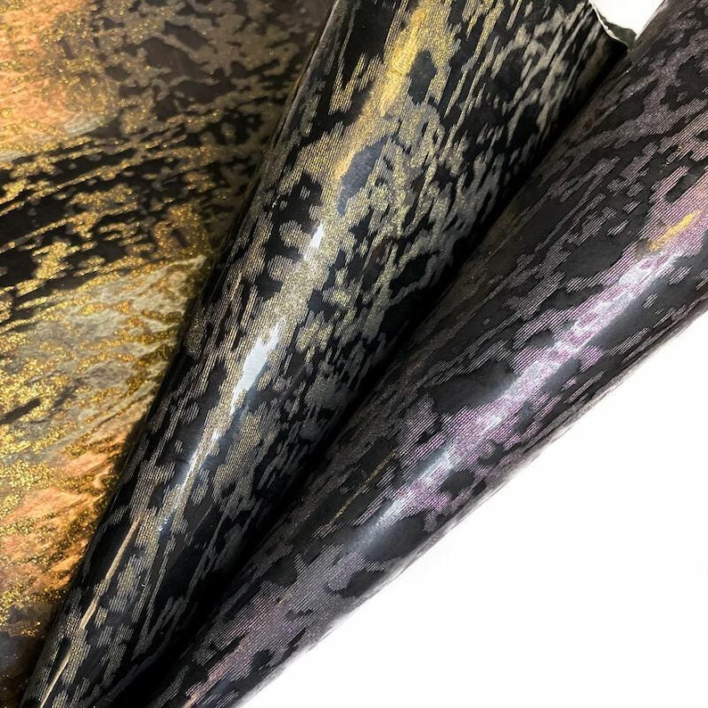 Glänzendes Leder mit Funkelndem Druck/ EchtlederMaterial/ Wähle deine Farbe aus, echten Tierlederstücken , NIGHTSKY 1283, 2.25 oz Bild 6