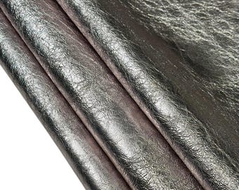 Light Rose Quartz Metallic Lambskin Leather 4, 5, 6 sqft Crunch Texture 0.7mm (1.75oz) Rose Crunch 1732