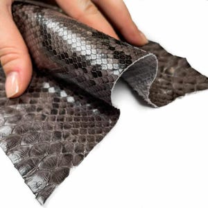 Python Leather Sheets | Snake Hide | Choose Your Size | Gray with Black Python Leather 0.7mm/1.75oz NATURAL PYTHON 1072 image 5