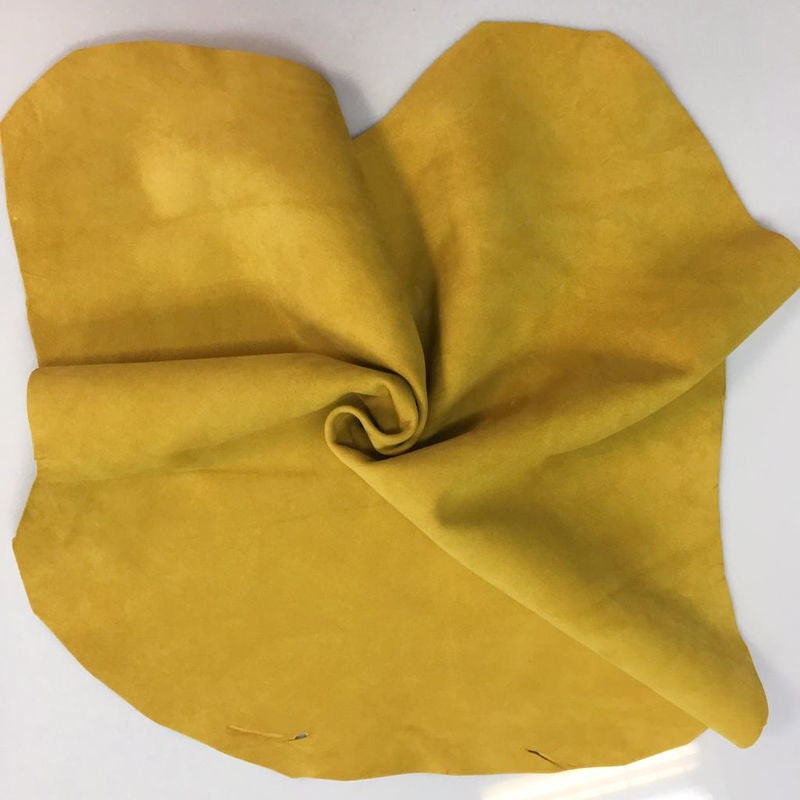 Bright YELLOW suede leather Yellow Velour fabric fabric Etsy
