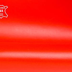 Bright Shiny Red-Orange Lambskin Pieces 5 - 7 sqft Genuine Italian Lambskin For Handcrafting Bright Poppy Red, 1418, 0.8mm/2oz