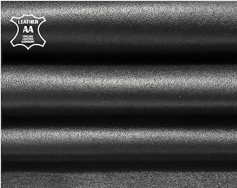 Thick SHINY Black STRETCH Leather for Leggings Elastic / Real Sheep Leather 1.75oz Black Genuine Leather Fabric on Cotton for Pencil Skirt