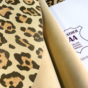 Jaguar Print Genuine Sheep Leather Hides Leopard Animal Skin for crafting, Natural fabric material JAGUAR, 732 2.5 oz image 4