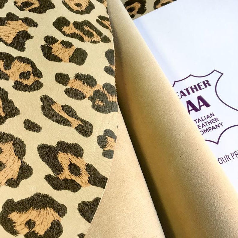 Jaguar Print Genuine Sheep Leather Hides Leopard Animal Skin for crafting, Natural fabric material JAGUAR, 732 2.5 oz image 4