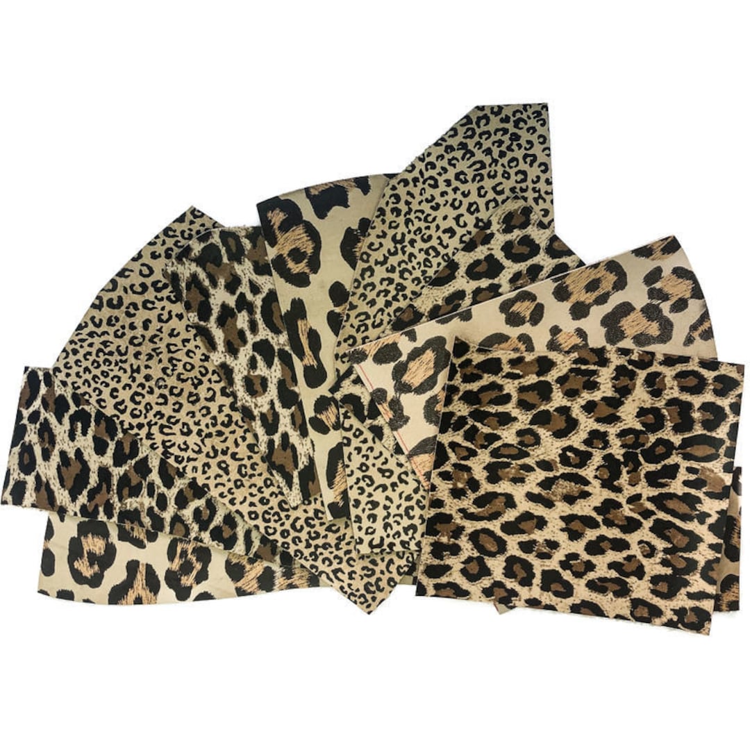 MIX LEOPARD Print Real Leather Scrap Pack Pre-cut DIY Genuine - Etsy