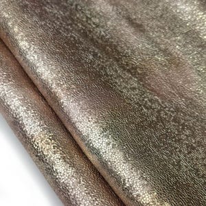 Crunchy Gold Leather With Rose Gold Spots 4 - 5 sqft Metallic Lambskin Pieces Textured Pieces 0.9-1.1mm GOLD SHINE