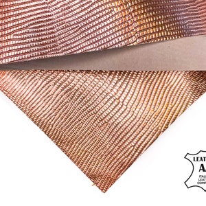 Rose Gold Lizard Print Sheet // Genuine Metallic Earring Pieces 6x6 / 8x10 / 12x12 / 12x18 / 18x24  Reptile Print Scraps 1092, 10.6mm/1.5oz