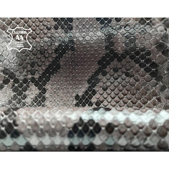 Python Leather Sheets | Snake Hide | Choose Your Size | Gray with Black Python Leather 0.7mm/1.75oz NATURAL PYTHON 1072