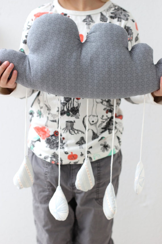 Items similar to Cloud pillow with rain drops on Etsy