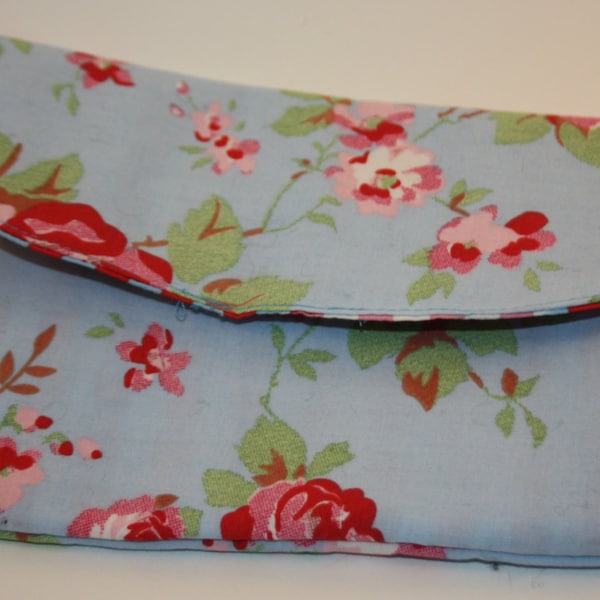 Cath Kidston Blue Vintage Rose Large Pleated Pouch